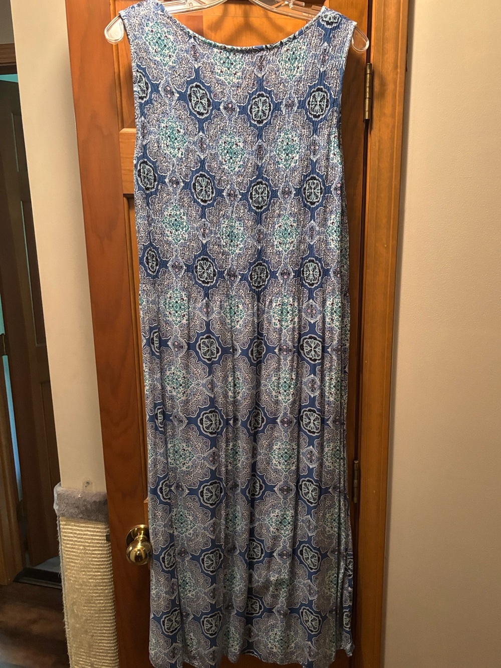 Croft & Barrow 1X Blue Paisley Smocked Midi/Maxi Dress Sleeveless Rayon - Picture 3 of 7